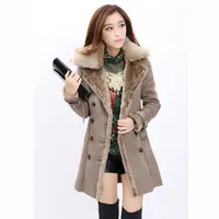 Женщины зимняя шерсть куртка пальто 2015 новая мода женщины искусственного меха зимние пальто с длинным отворотом шеи плюс размер толстые шубы для женщин