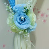 熱い販売の造花バラの真珠のカーテンの背景クリップの結婚式の装飾用品提供者の花クリップ安いウェディングブーケ