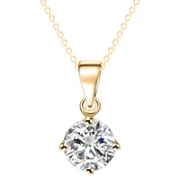 Simple Fashion Jewelry Silver and Gold Color Round Shape CZ Cubic Zirconia Pendant Necklace for Women Wedding Jewelry