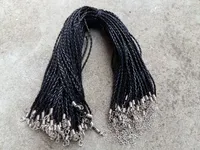 18 '' 3mm Cuero Negro PU de la trenza de cables de collar con cierre de langosta para la joyería DIY Neckalce colgante de la joyería del arte