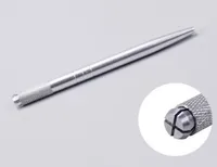 100PCS 실버 알루미늄 전문가를위한 수동 문신 펜 영구 메이크업 문신 펜 3D 눈썹 자수 MicroBlading 펜