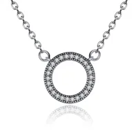 925 Ayar Gümüş Kaplama Şanslı Daire Kadınlar Için Romantik Kolye Kolye -Silver -Jewelry CRN010