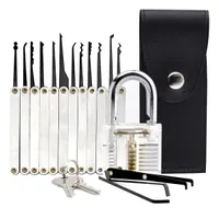 15 stuk Lock Picks Set Professionele Transparante Cutaway Hangslot Practice Lock met Locksmith Tools voor Lock Pick Training Trainer Practice