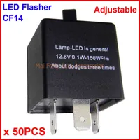 50 unids CF14-KT LED Flasher Color ajustable 3 PIN Módulo de relé electrónico Módulo FIX AUTO LED Señal de giro Error al parpadeo Flasker 12V 0.02A a 20A