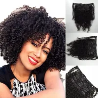 El cabello brasileño de Interlovehair teje el clip en la extensión del cabello humano de Remy 100% natural Color natural del cabello humano Sin derramamiento Afro Rizado rizado