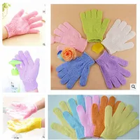 Отшелушивающий Ванна перчатки Пять пальцев Ванна аксессуары для ванной комнаты нейлоновые перчатки ванны для купания поставок продуктов DHL Free Shiipping