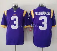 Factory Outlet- 2015 New LSU Tigers # 3 Odell Beckham JR College Football Maglie NCAA Autentici loghi doppio cucito Top Quality Fast Shipp