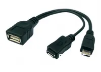 50pcs Cable OTG USB Type A Female to Micro USB Male Host OTG with Micro USB Female Y Cable