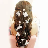 Stock 2015 Bridal Hair Akcesoria Handmade Butterfly Flower Headwear Headble Headband Wedding Jewelry Pearl Bridal Hair Piece Darmowa Wysyłka