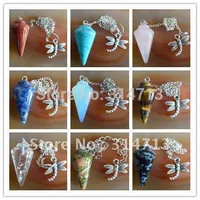 Wholesale-(Min.order 10$ mix) Beautiful Wholesale 9pcs/lot mixed agate Pendulum semi-precious jewelry pendant bead WE2