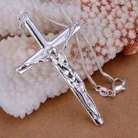 Wholesale XMAS Fine 925 sterling Silver Charm Snake Chain Necklace Cross Pendant Link Italy for Women Men Xmas Gift 1PCS Nice Hot Sale