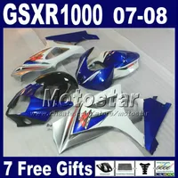 Kuiken Body Kit voor Suzuki GSXR 1000 07 GSXR1000 08 K7 GSX-R1000 2007 2008 White Blue Black Backings Set HG16 + Seat Cowl