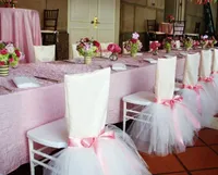 Silla de silla para bodas satinados tul flores Labera delicada decoraciones de boda cubiertas sillones sillones maxi accesorios de boda