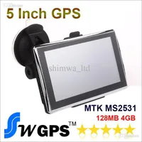 5 inch auto GPS-navigatie met 128m + FM + gratis kaarten en 4GB 3D-kaart Auto GPS Navigator Systeem CE 6.0 MEDIA MTK2531 800MHZ