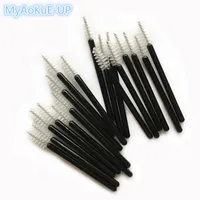 Mini Disposable Eyelash Brushes Black Handle White Brush 200pcs Eyelash Extension Tools One -Off Lash Brush Mascara Wands