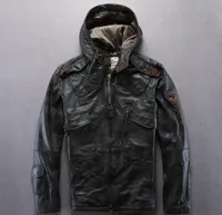 Camuflaje Avirexfly Chaquetas de cuero con chaquetas de motocicleta con capucha 100% cuero genuino Slim Fit chaqueta