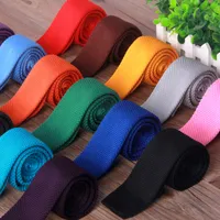 Men Knitting Flat-end Neck Ties 20 colors 145*5cm Men&#039;s Narrow Neck Ties Solid color Necktie for Men&#039;s business tie Christmas Gift