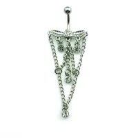 Piercing Sieraden Mode Navel Ringen Rvs Barbell Dangle Link Chain Belly Button Rings Body Jewelry