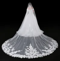 2019 velo de catedral para vestido de novia vestido de novia flores 3d suave tul borde borde blanco marfil tul una capa con peine a 3 metros