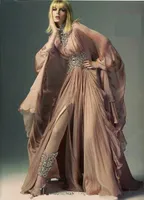 2015 New Hot Sale Sexiga Eleganta Muslim Kväll Klänningar High Neck Långärmad Chiffon Party Klänningar med Crystal Fashion Formal Dress