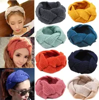 18 Renkler Bayanlar Kore Yün Örgü Tığ Bantlar Kadın Moda Kış Isıtıcı Örme Şapkalar Saç bandı Kızlar saç aksesuarları 20 adet / grup