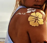tatuaggi oro Gold Flash adesivi tatuaggio temporaneo di lusso tatuaggi metallo dorato tatuaggi autoadesivo del metallo all'ingrosso autoadesivo dei tatuaggi tatuaggio