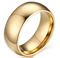 Anel de casamento abobadado banhado a ouro tungstênio anel de casamento de carboneto para homens e mulheres tamanho 6-13 venda quente em EUA e Europa