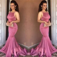 Proste paski spaghetti Sexy Mermaid Prom Dresses 2018 Formalne sukienki Wieczorowe Nosić Sweep Pociąg Tanie Długie Party Suknie