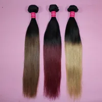 Brazilian Straight Hair Weave Ombre Human Hair Weft Two Tone Color 100 Peruvian Hair Bundles 1B/27 1B/30 1B/99j 1B/Red