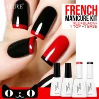 Лазурный гель-лак для ногтей Французский маникюр черный красный цвет УФ-лампы LED Soak Off французский стикер комплект верхний слой базовый слой