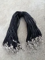 18 '' 20 '' 22 '' '24' '4mm Svart PU Läder Braid Halsbandsledningar med hummerlås för DIY Craft Smycken