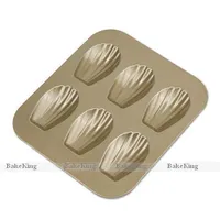 Madeleine tray nonstick coating FDA LFGB standard BPA Free,Gold color,6cups
