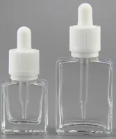 Rechthoek glazen druppelaar fles helder glas suqare flat 15ml kinderdichte tamper evident dop voor eliquid parfum etherische olie