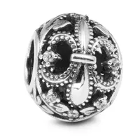 Fleur De Lis mit klaren CZ 100% 925 Sterling Silber Perlen passen Pandora Charms Armband authentische DIY Modeschmuck