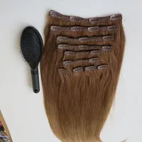 160g 10st / 1set Clip in On Hair Extensions Double Down 20 22inch T814 # Färg Brasiliansk Indisk Remy Mänsklig Hår Anpassad Färg