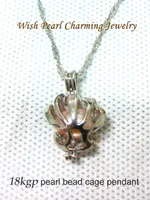18kgp coquille forme perle / cristal / pierre gemme perles cages lockets, style de fleurs de corail Wish Pendements pour bricolage bijoux de mode charmes