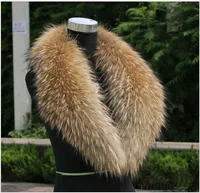 여성 또는 남성 모피 스카프 100 % 진짜 너구리 모피 칼라 다운 코트에 대 한 자연 색상 다양 한 크기에서 길이 75-100cm 무료 배송