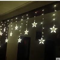 3 * 0.6M120 Lichten 12-Puntd Star Cut Window Decoratie Gordijn Gordijn Huwelijkszaal Layout Knipperende LED-verlichting String