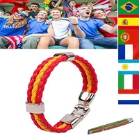 Partihandel-National Flag Färg Handkedja Världskopplag Fans Armband Spanien Brasilien Italien England Frankrike Tyskland Flagga Charm Armband