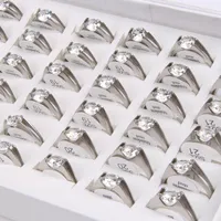 Groothandel 36 stks Mix Lot Size Unisex Plated Rvs Ring Mode-sieraden Band Ringen Set Auger Rings Wedding Ring Gift Gratis verzending
