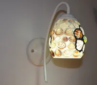 Спальня прикроватные стеклянные цветы раковины одиночная головная лампа, проход огни Средиземноморский E27 бра. Европейские света зеркала, светильник стены ванной комнаты
