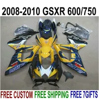 ABS Kit de carenado completo para Suzuki GSXR750 GSXR600 2008 2009 2010 K8 K9 K9 Blue Yellow Corona Corona Conjunto GSXR 600 750 08 09 10 KS60