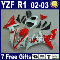 Yamaha 2002 2003 için enjeksiyon enjeksiyonları set YZF R1 kırmızı beyaz sokak bisiklet parçaları kaporta 02 03 r1 kaporta kitleri R13RW
