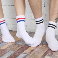 Groothandel - klassieke lange twee gestreepte sokken retro oude school van hoogwaardige katoen voor vrouwen mannen skate sokken 21006