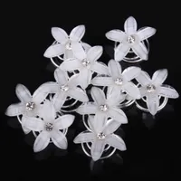 Toptan 20 x Rhinestone Diamate Kristal Düğün Gelin Saç Spin Pins Twists Bobinleri beyaz resi Çiçek Girdap Spiral Tokalar Moda takı