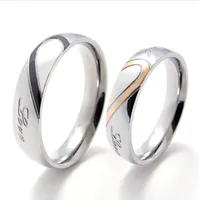 Mens Womens Hearte Edelstahl Promise Ring "echte Liebe" Paare Hochzeit Bands