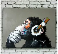 Hand Painted Modern Chimpanzee Animal Oil Painting on Canvas Orangutan Art for Wall Decoration or Best Gifts to Friends