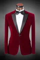 (بدلة + بانت) 2016 للرجال تصميم جديد دعوى بوردو المخملية بدلة العريس الزفاف السترة اللباس 5XL الرجال! الشحن مجانا