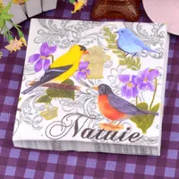 Bruiloft decoratieve papieren servet placemats kleur vogels bloem 100% maagdelijke hout zakdoek servetten te koop SD916