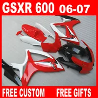 Adatto per carene Suzuki GSXR 600 750 GSX-R600 R750 2006 2007 Kit carenatura bianco rosso 06 07 GSXR600 GSXR750 personalizzato di alta qualità